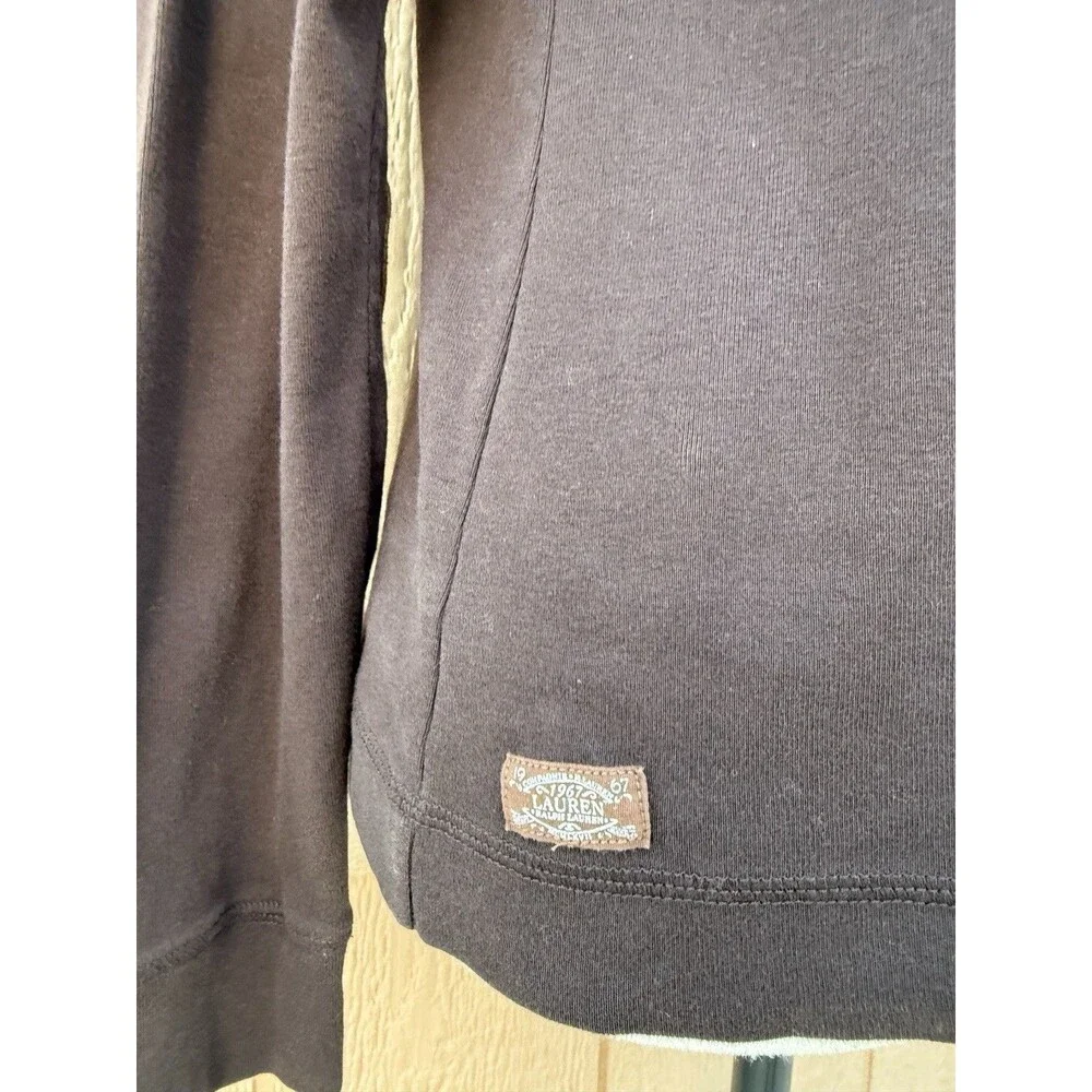 Lauren Ralph Lauren Big Girls Size L Brown Long Sleeve Shirt Suede Elbow Patches